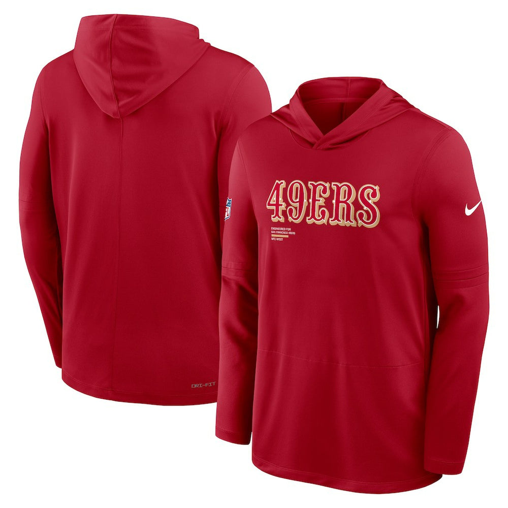 San Francisco 49ers Big & Tall Sideline Dri-FIT Long Sleeve Hoodie T-Shirt - Scarlet | Nike on sale