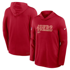 San Francisco 49ers Big & Tall Sideline Dri-FIT Long Sleeve Hoodie T-Shirt - Scarlet | Nike on sale