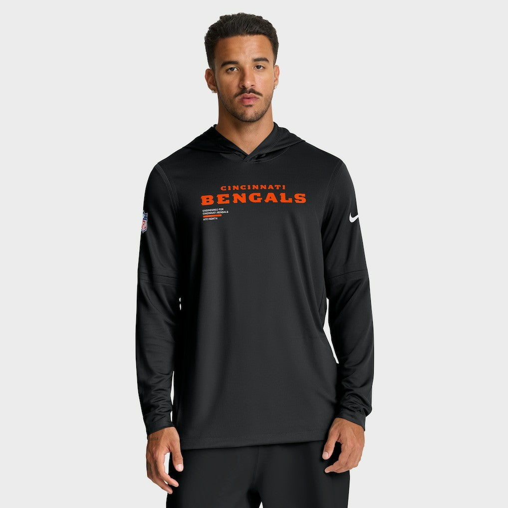 Cincinnati Bengals Big & Tall Sideline Dri-FIT Long Sleeve Hoodie T-Shirt - Black | Nike sale