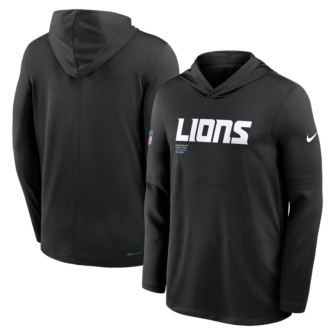 Detroit Lions Big & Tall Sideline Dri-FIT Long Sleeve Hoodie T-Shirt - Black | Nike discount