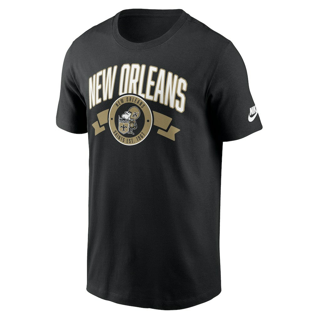 New Orleans Saints Rewind Front and Back Hit Essential T-Shirt - Black | Nike for sale