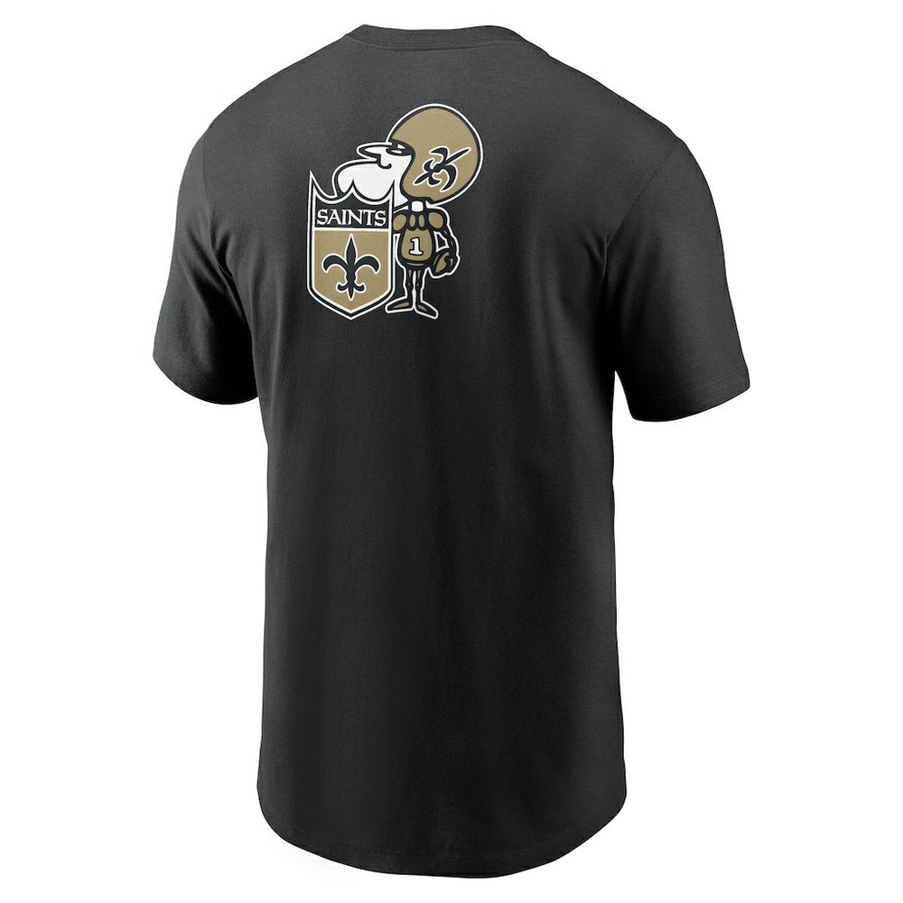 New Orleans Saints Rewind Front and Back Hit Essential T-Shirt - Black | Nike for sale