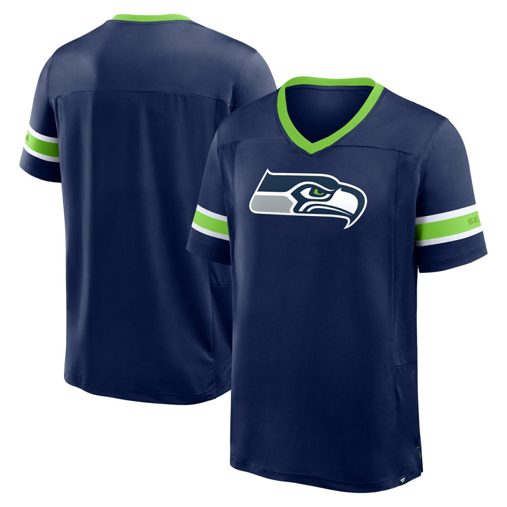 Seattle Seahawks Hometown Premium Hashmark V-Neck T-Shirt - College Navy cheap