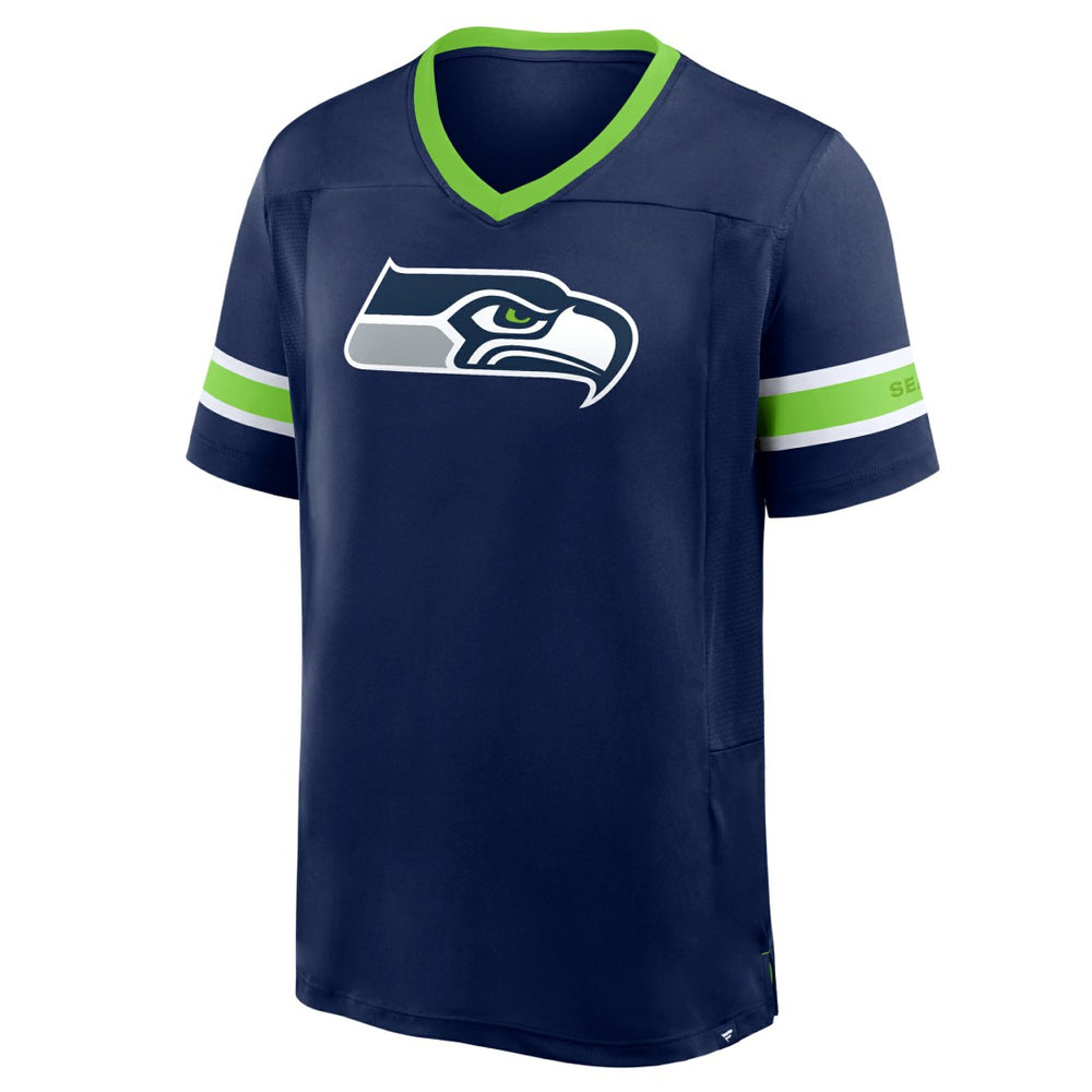 Seattle Seahawks Hometown Premium Hashmark V-Neck T-Shirt - College Navy cheap