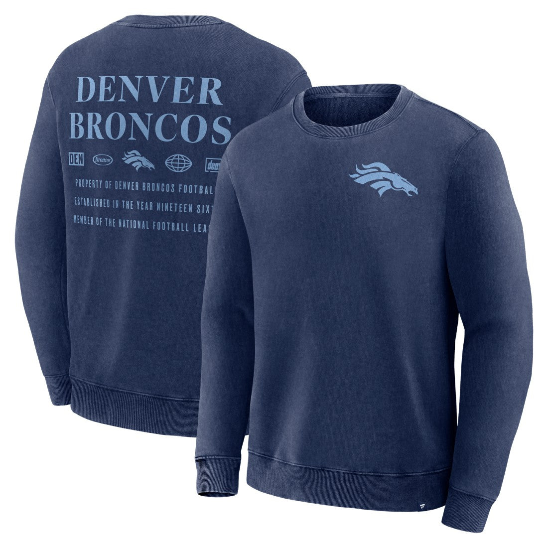 Denver Broncos Deep Route Pullover Sweatshirt - Navy discount