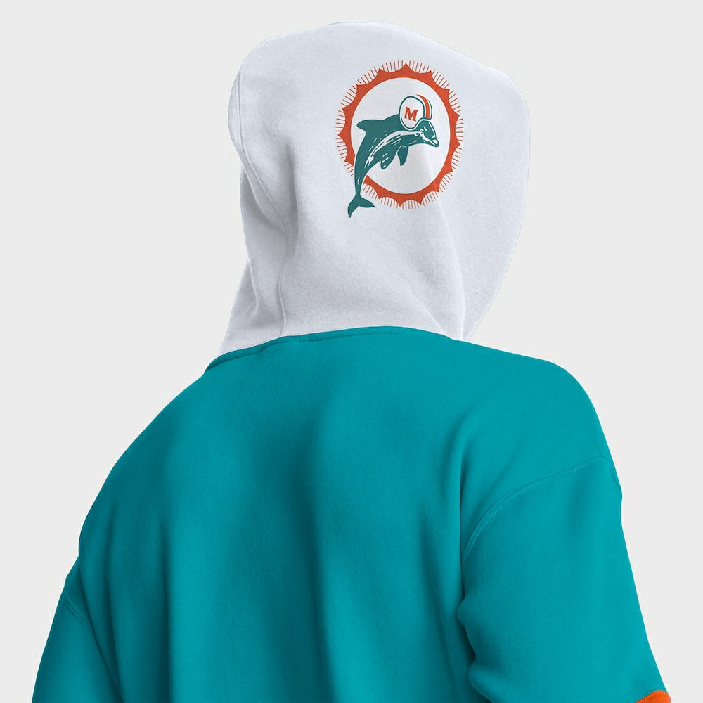 Miami Dolphins Helmet Retro Pullover Hoodie - Aqua sale