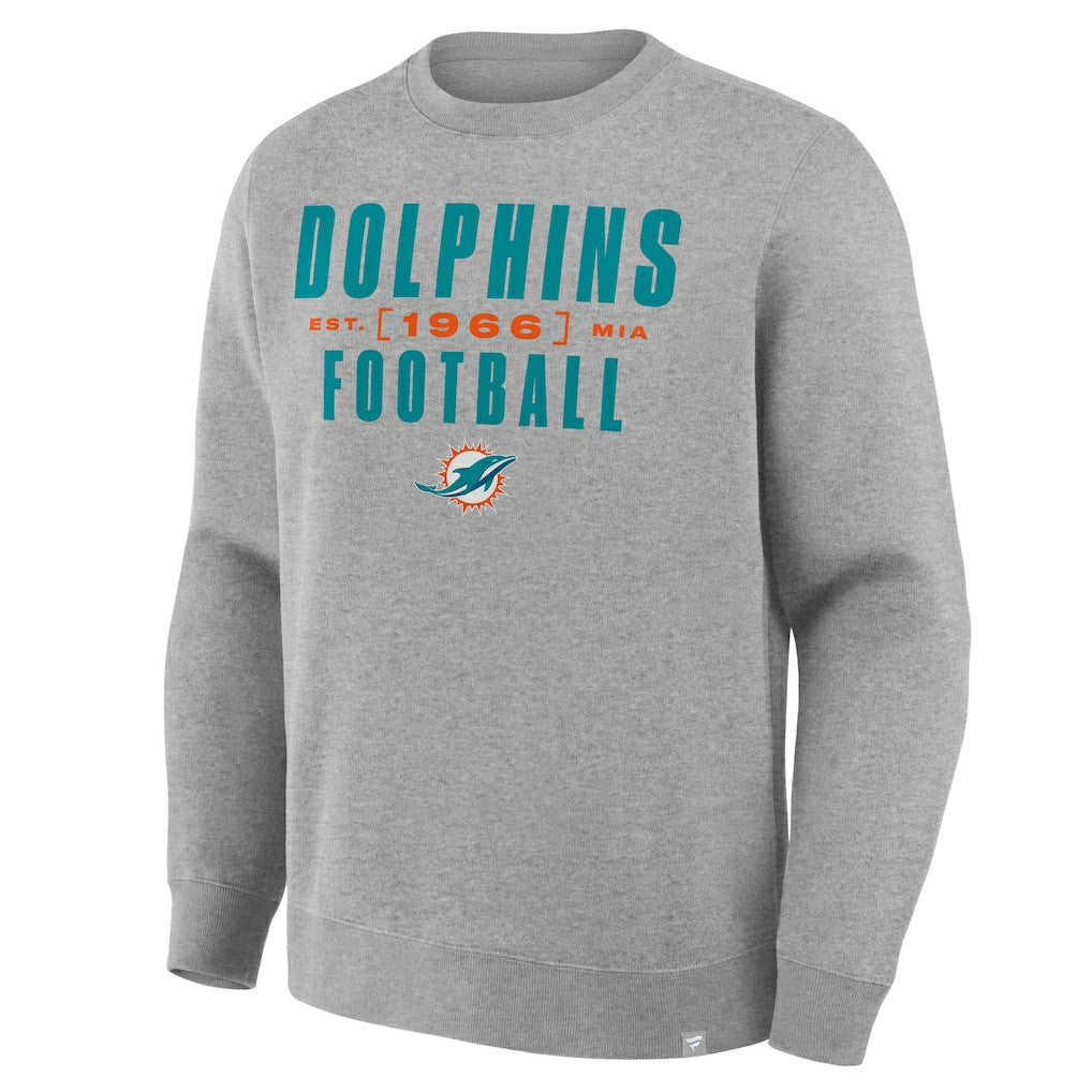 Miami Dolphins Powerful Throw Legacy Pullover Sweatshirt - Heather Gray on sale