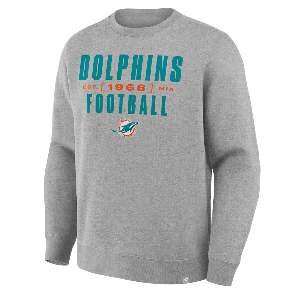 Miami Dolphins Powerful Throw Legacy Pullover Sweatshirt - Heather Gray on sale