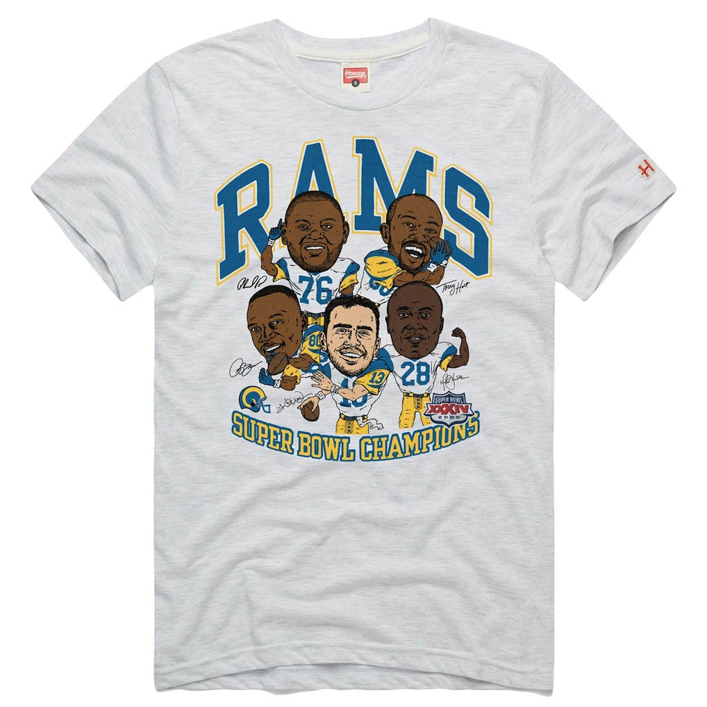 Los Angeles Rams Homage Unisex Super Bowl XXXIV Champs Player Graphic Tri-Blend T-Shirt - Ash cheap