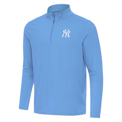 New York Yankees Antigua Intent Quarter-Zip Top - Powder Blue