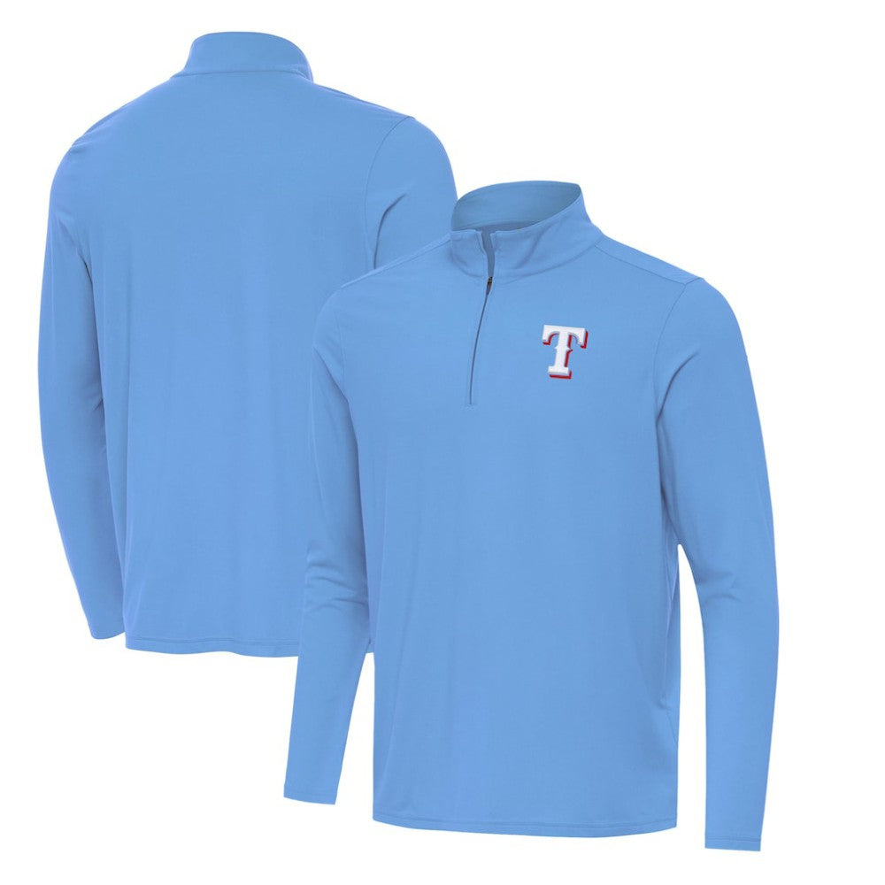 Texas Rangers Antigua Intent Quarter-Zip Top - Powder Blue