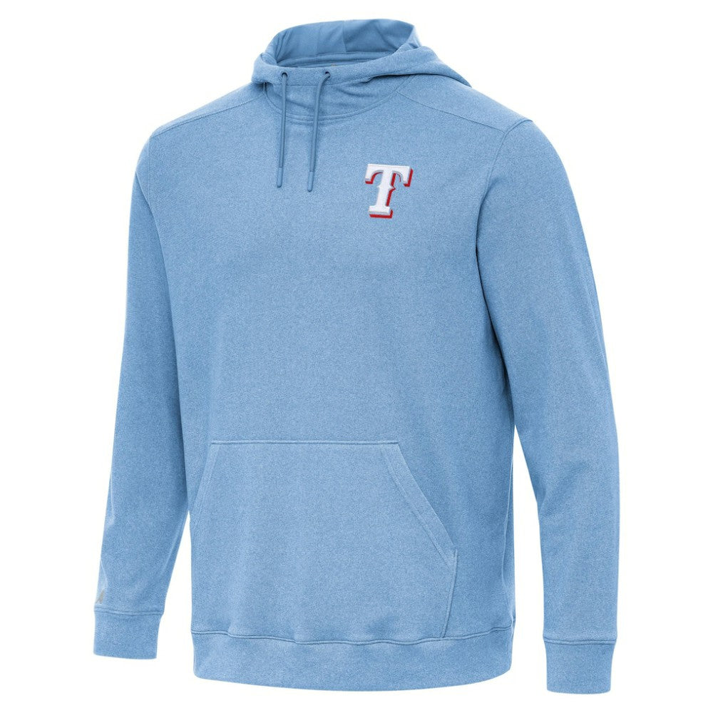 Texas Rangers Antigua Cloud Pullover Hoodie - Heather Powder Blue