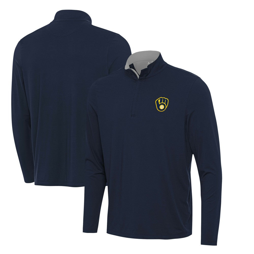 Milwaukee Brewers Antigua Content Quarter-Zip Top - Navy