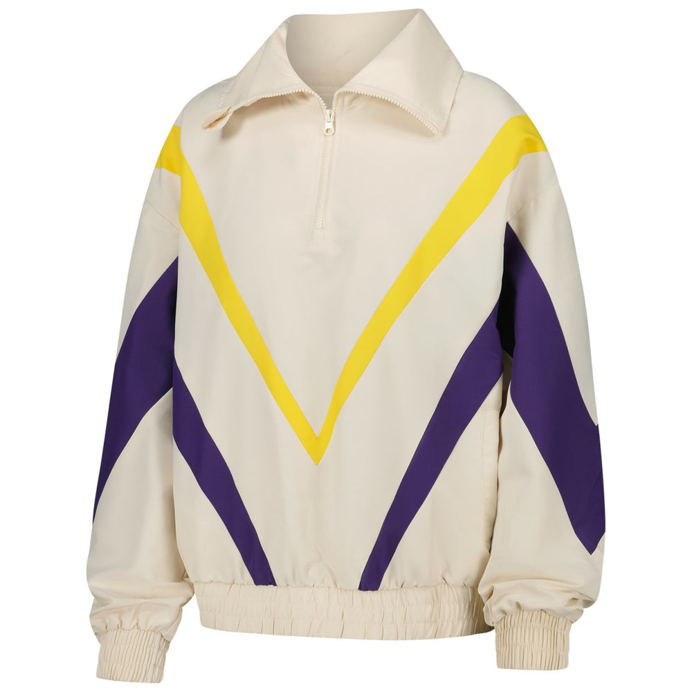 Los Angeles Lakers Terez Women's Retro Chevron Ripstop Quarter-Zip Windbreaker Jacket - White online