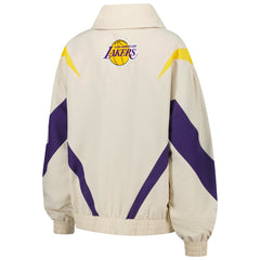 Los Angeles Lakers Terez Women's Retro Chevron Ripstop Quarter-Zip Windbreaker Jacket - White online