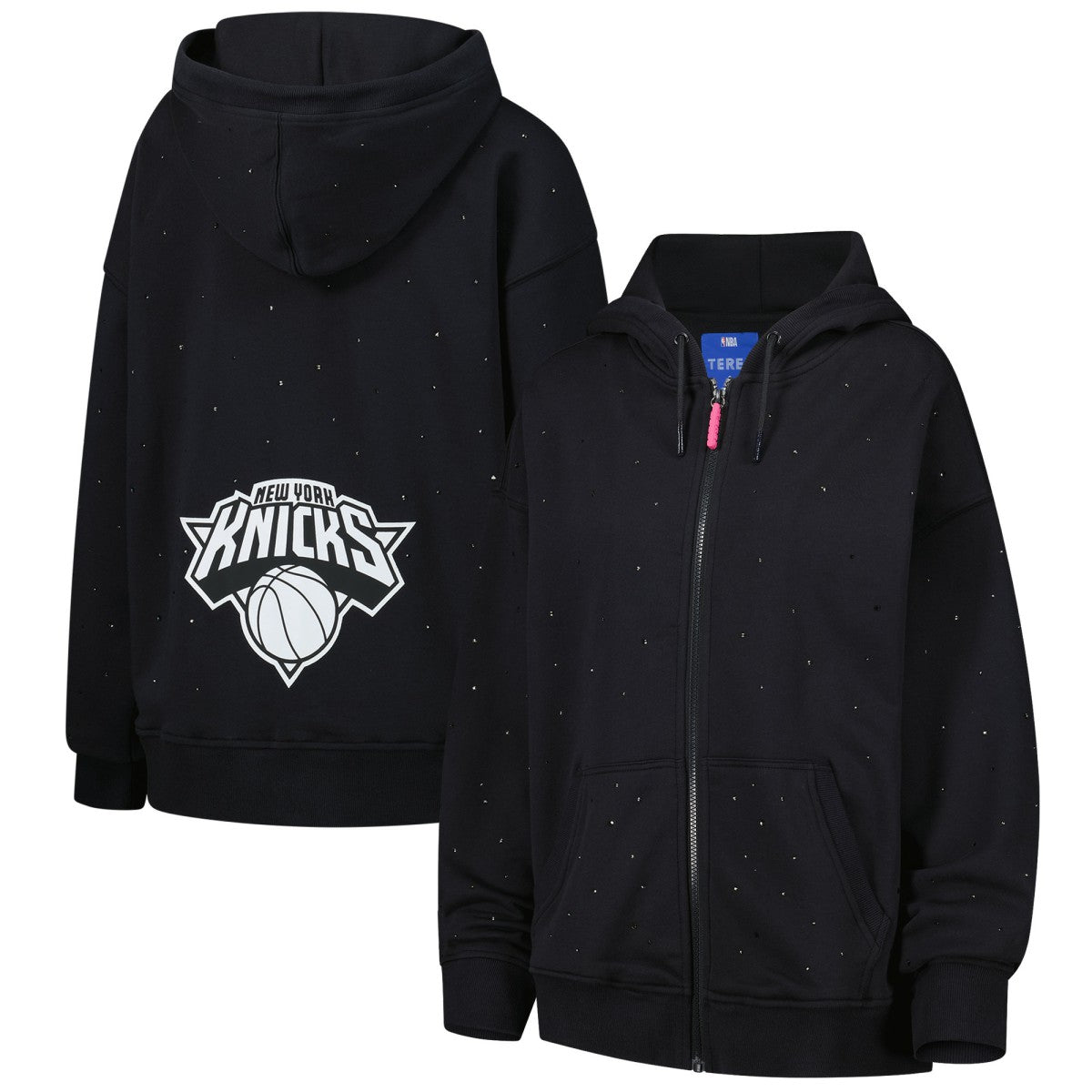 New York Knicks Terez Women's Oversized Allover Gemstone Full-Zip Hoodie - Black sale