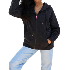 New York Knicks Terez Women's Oversized Allover Gemstone Full-Zip Hoodie - Black sale