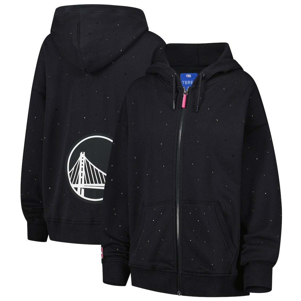 Golden State Warriors Terez Women's Oversized Allover Gemstone Full-Zip Hoodie sale - Black on sale