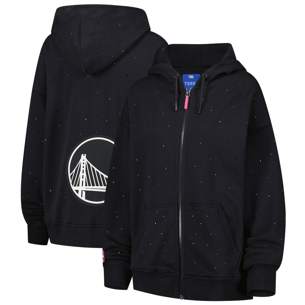 Golden State Warriors Terez Women's Oversized Allover Gemstone Full-Zip Hoodie sale - Black on sale