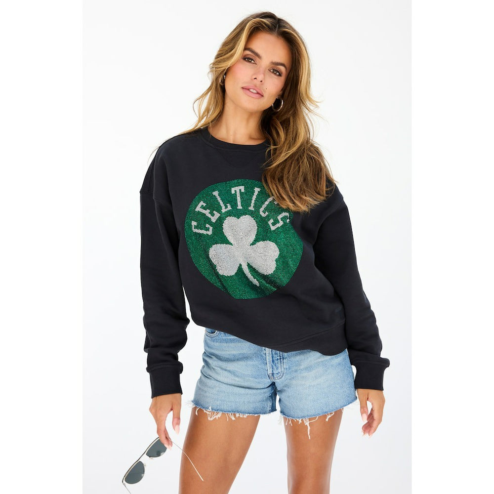 Boston Celtics Terez Women's Gemstone Logo Pullover Sweatshirt - Black for sale