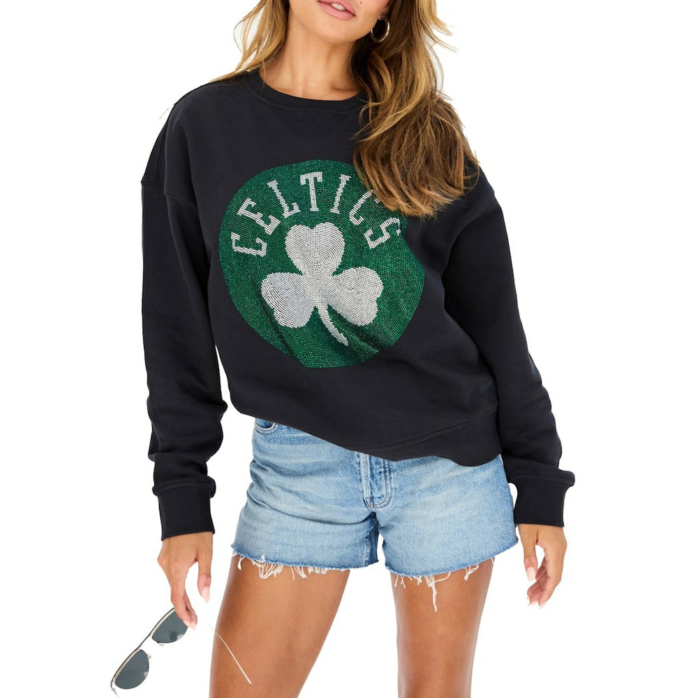 Boston Celtics Terez Women's Gemstone Logo Pullover Sweatshirt - Black for sale