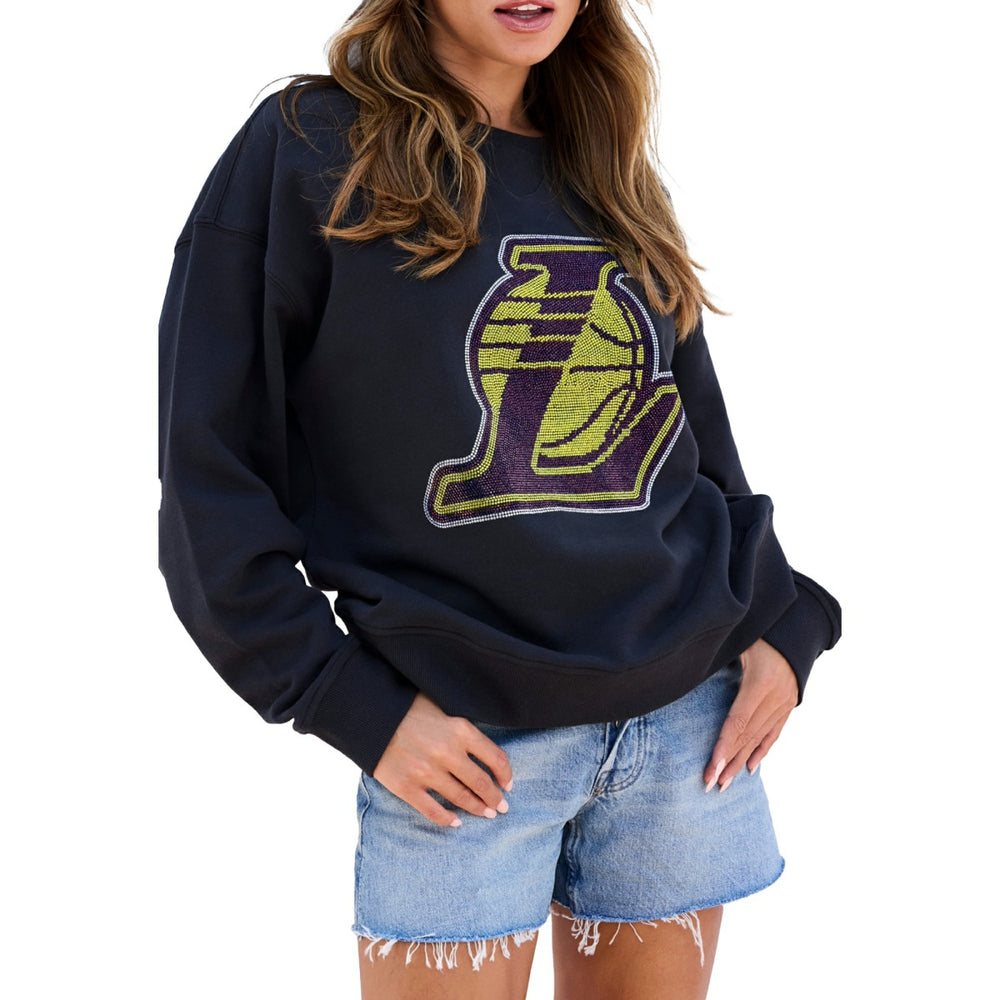 Los Angeles Lakers Terez Women's Gemstone Logo Pullover Sweatshirt - Black shop
