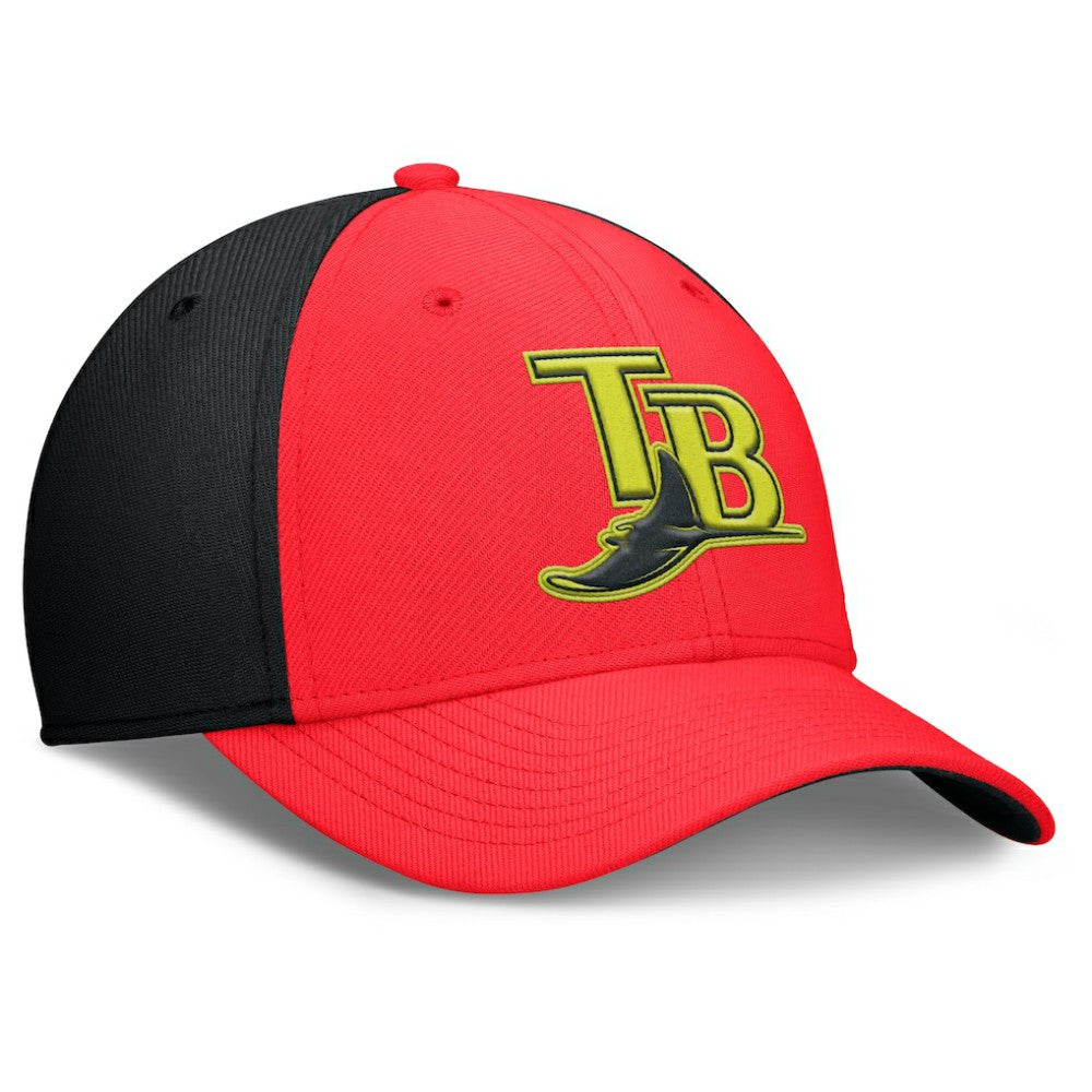 Tampa Bay Rays Neon 90s Rise SwooshFlex Hat - Crimson/Black | Nike