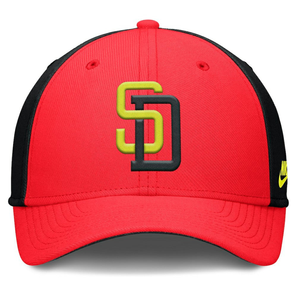 San Diego Padres Neon 90s Rise SwooshFlex Hat - Crimson/Black | Nike