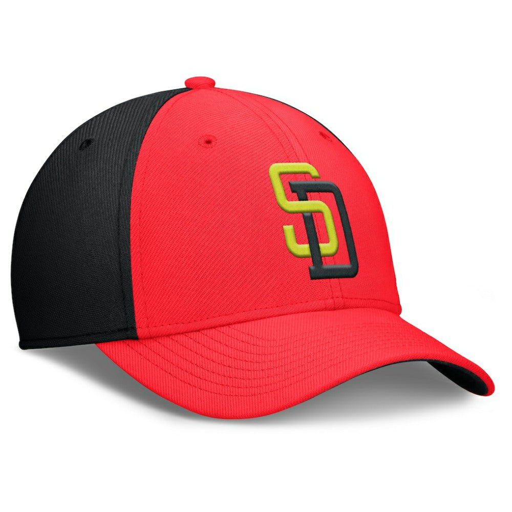San Diego Padres Neon 90s Rise SwooshFlex Hat - Crimson/Black | Nike
