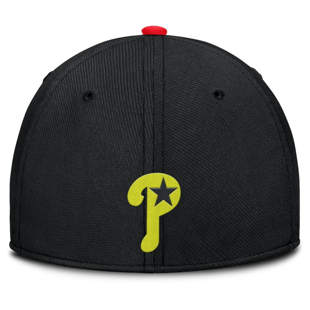 Philadelphia Phillies Neon 90s Rise SwooshFlex Hat - Crimson/Black | Nike