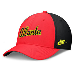 Atlanta Braves Neon 90s Rise SwooshFlex Hat - Crimson/Black | Nike
