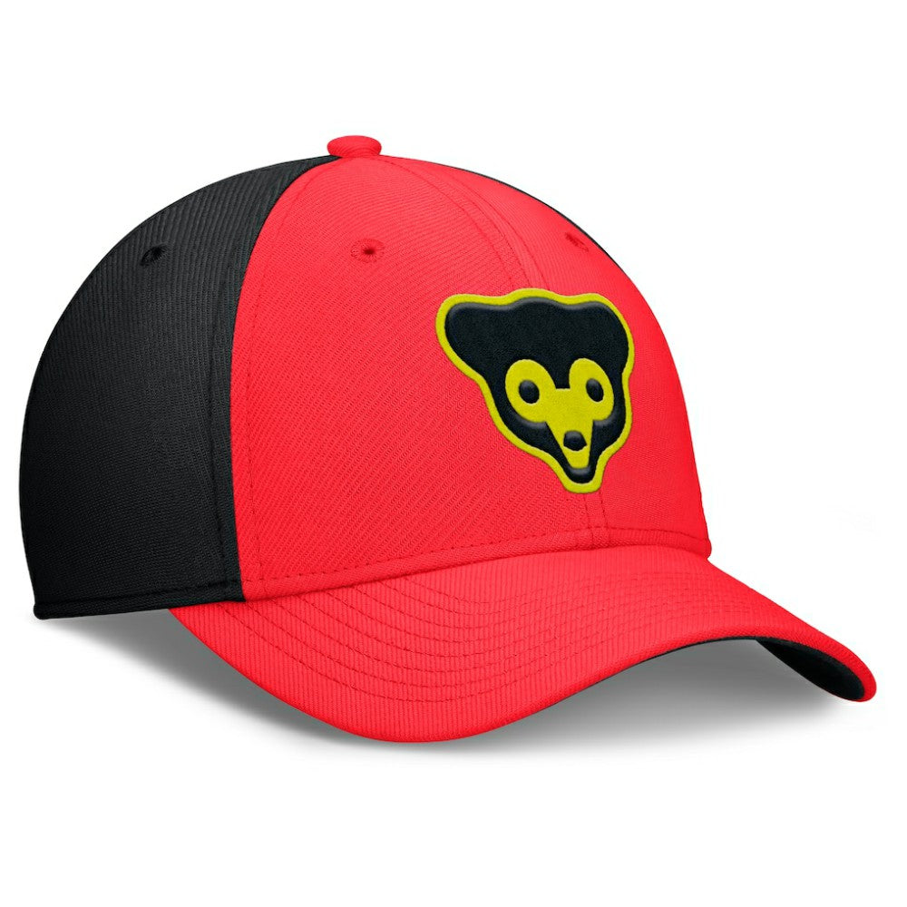 Chicago Cubs Neon 90s Rise SwooshFlex Hat - Crimson/Black | Nike