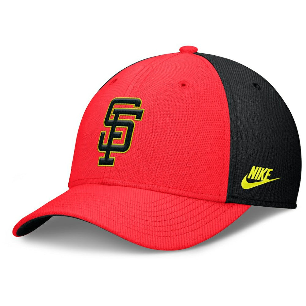 San Francisco Giants Neon 90s Rise SwooshFlex Hat - Crimson/Black | Nike