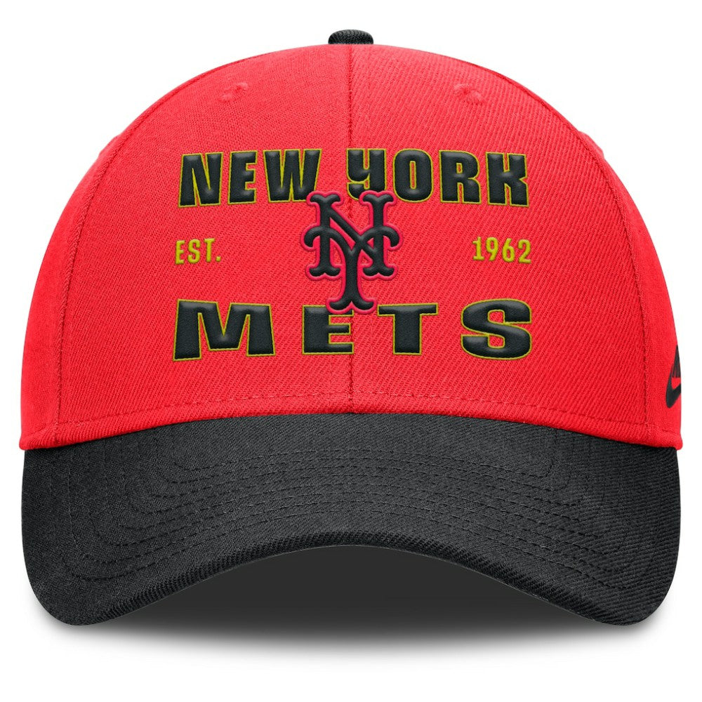 New York Mets Neon 90s Rise Adjustable Hat - Crimson/Black | Nike