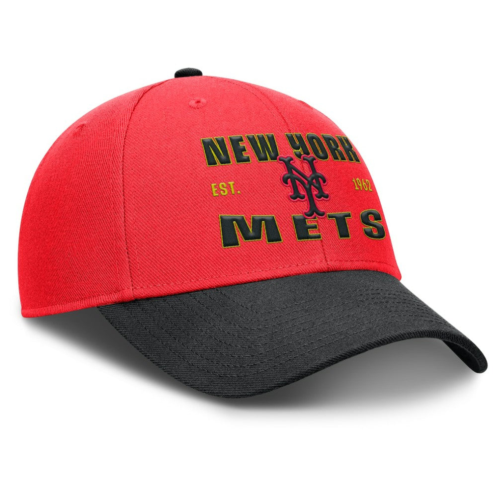 New York Mets Neon 90s Rise Adjustable Hat - Crimson/Black | Nike