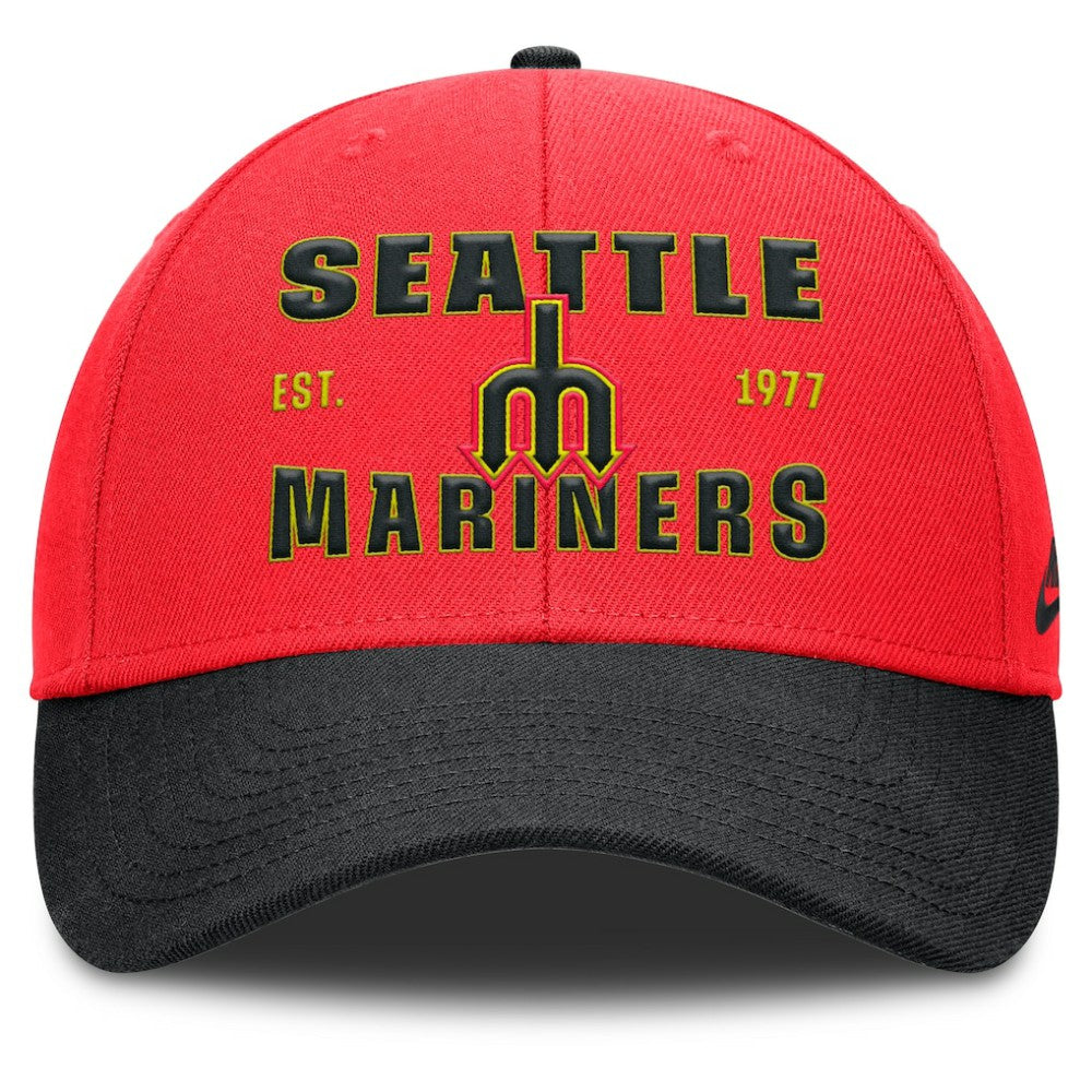 Seattle Mariners Neon 90s Rise Adjustable Hat - Crimson/Black | Nike