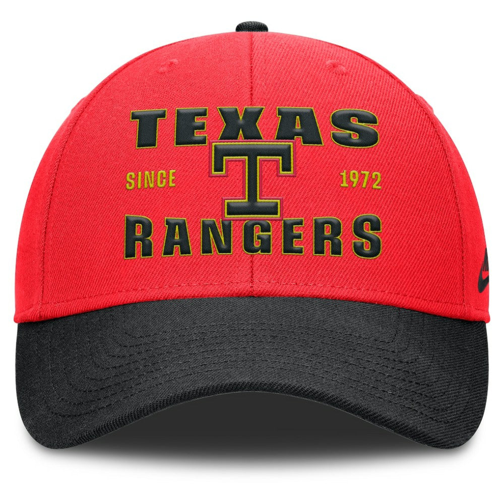 Texas Rangers Neon 90s Rise Adjustable Hat - Crimson/Black | Nike