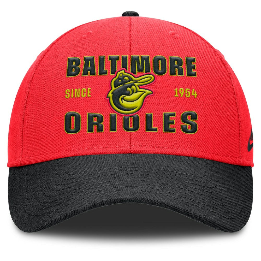 Baltimore Orioles Neon 90s Rise Adjustable Hat - Crimson/Black | Nike
