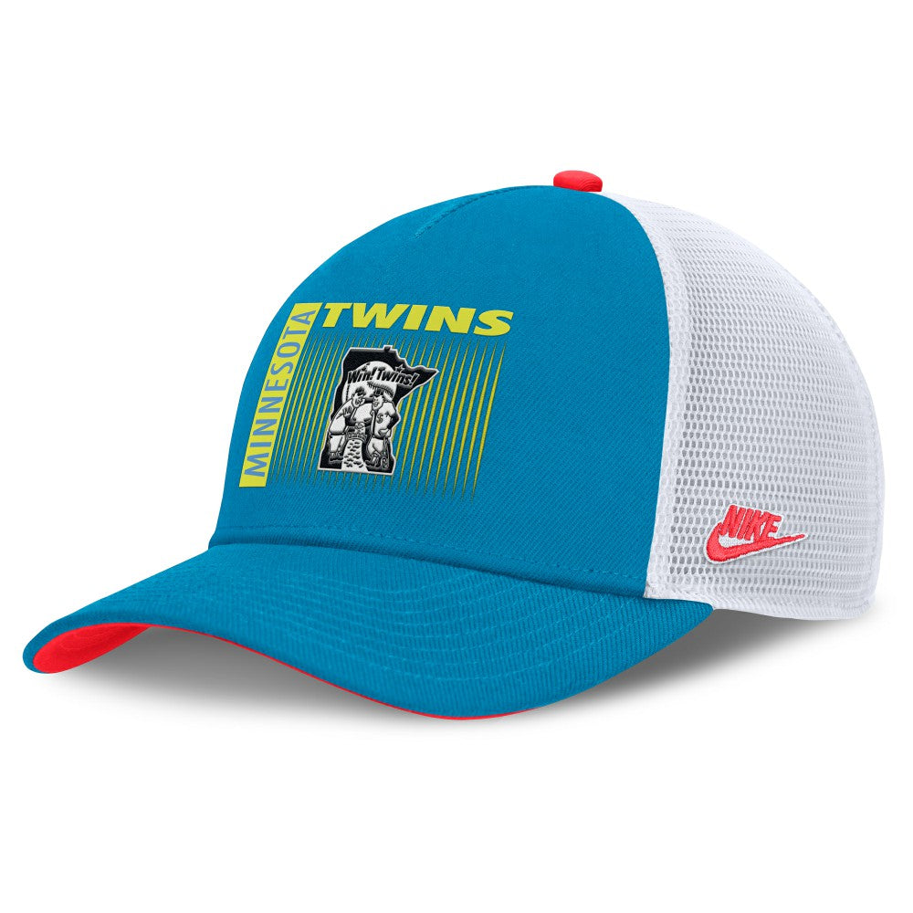 Minnesota Twins Neon 90s Rise Structured Performance Adjustable Trucker Hat - Teal | Nike