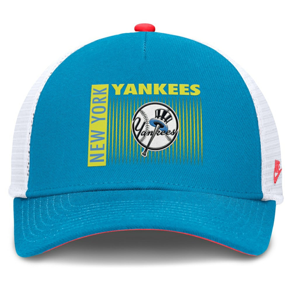 New York Yankees Neon 90s Rise Structured Performance Adjustable Trucker Hat - Blue | Nike