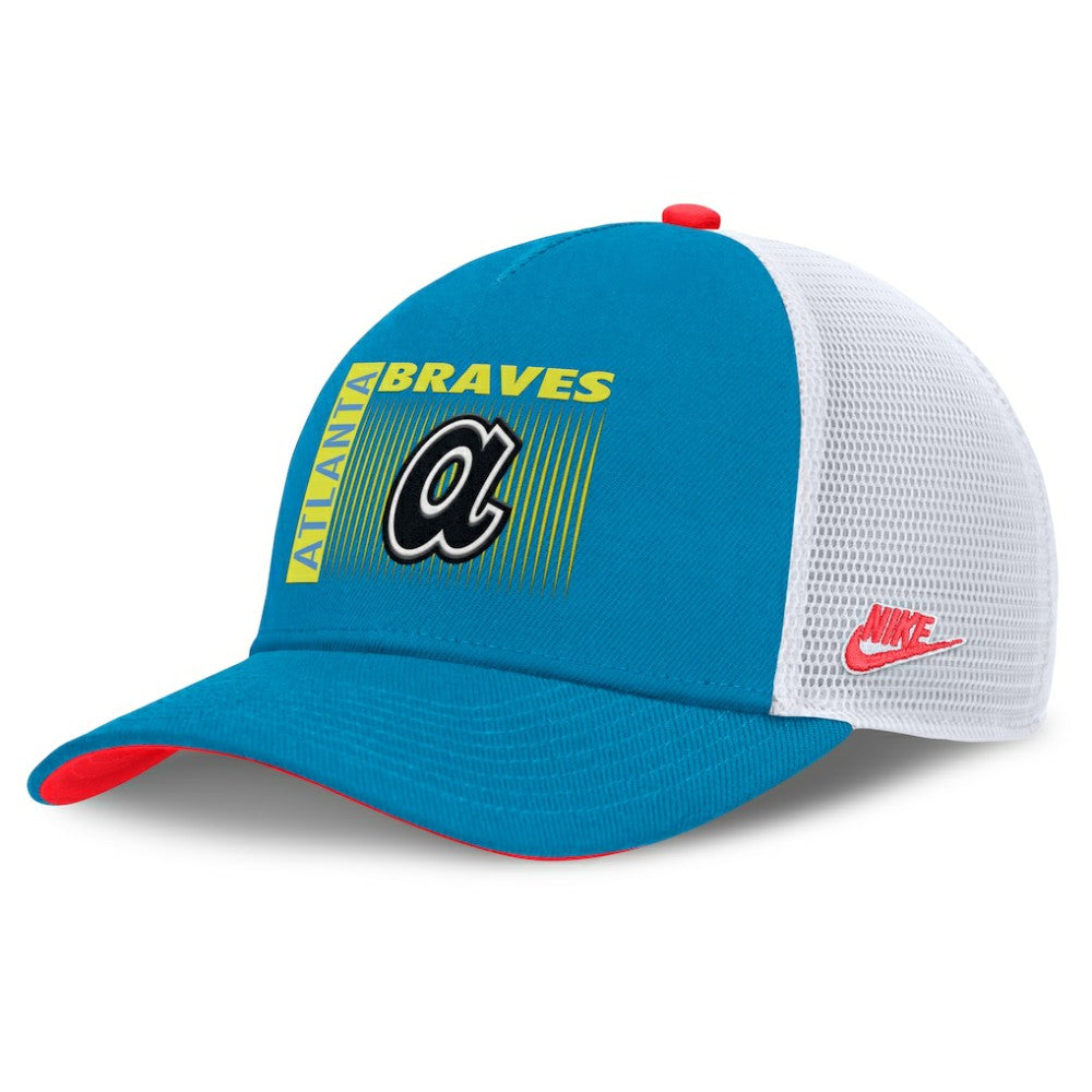 Atlanta Braves Neon 90s Rise Structured Performance Adjustable Trucker Hat - Teal | Nike