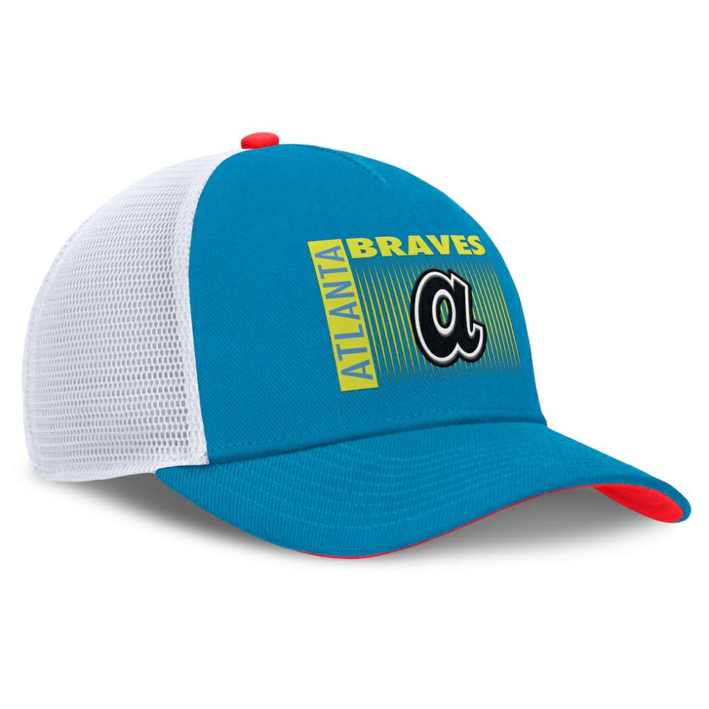 Atlanta Braves Neon 90s Rise Structured Performance Adjustable Trucker Hat - Teal | Nike