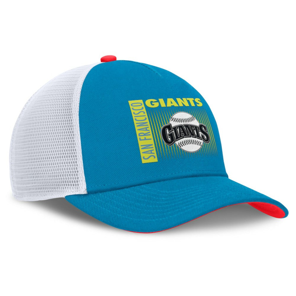 San Francisco Giants Neon 90s Rise Structured Performance Adjustable Trucker Hat - Blue | Nike