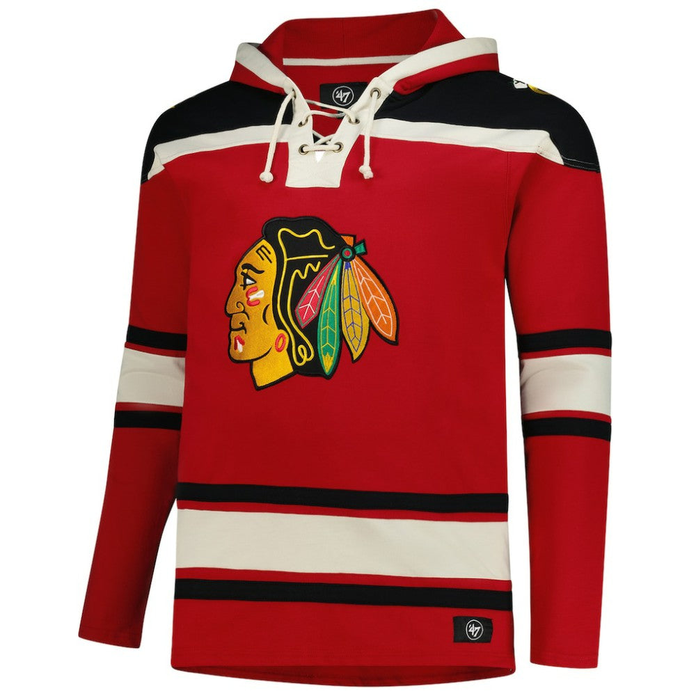 Chicago Blackhawks '47 Big & Tall Superior Lacer Fleece Pullover Hoodie Red