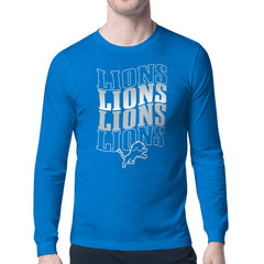 Detroit Lions Starter Four Team Name Retro Logo Long Sleeve T-Shirt - Blue cheap