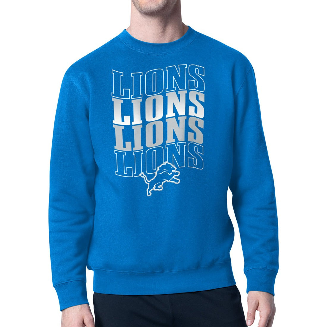 Detroit Lions Starter Four Team Name Logo Pullover Hoodie - Blue cheap
