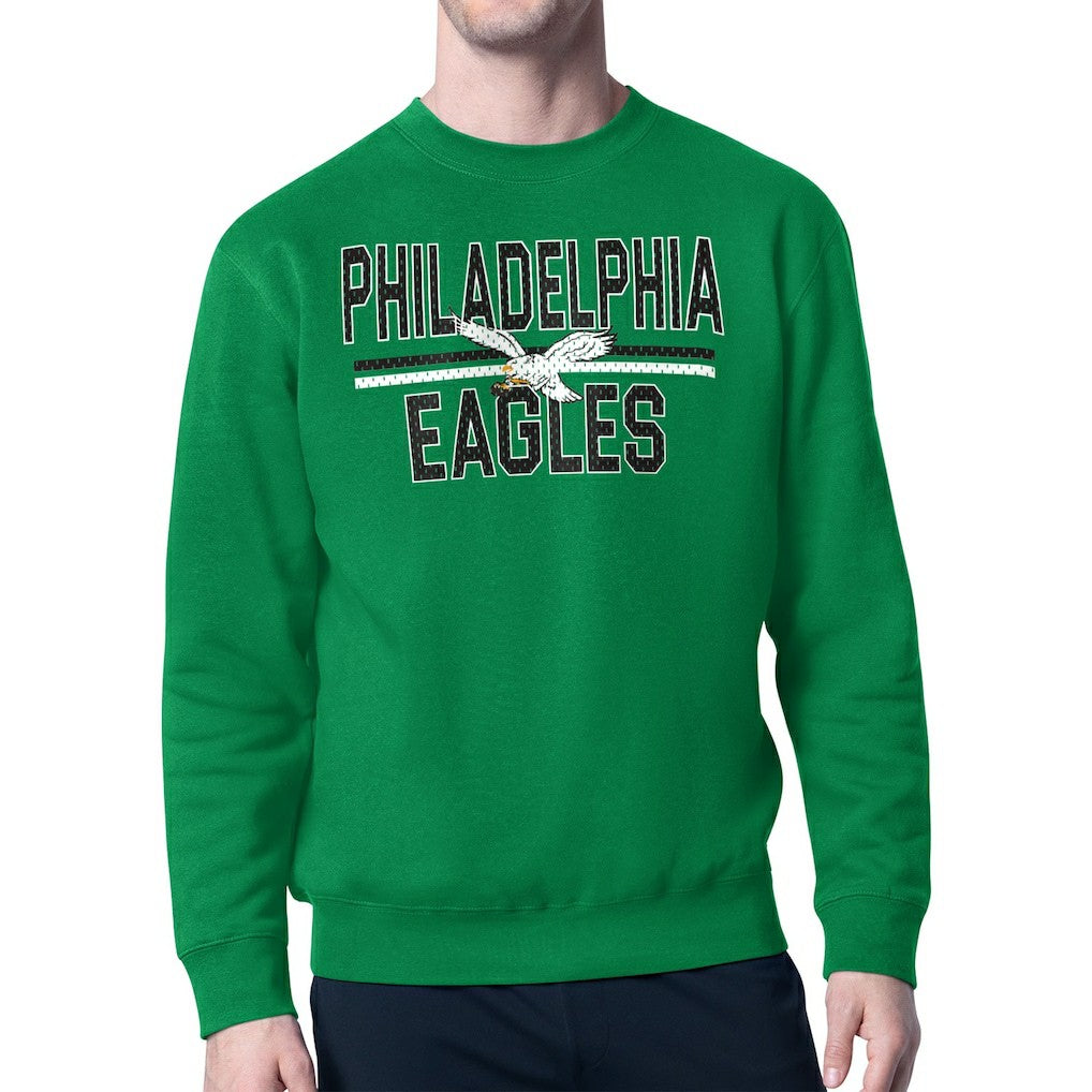 Philadelphia Eagles Starter Mesh Look Retro Logo Pullover Sweatshirt - Kelly Green cheap