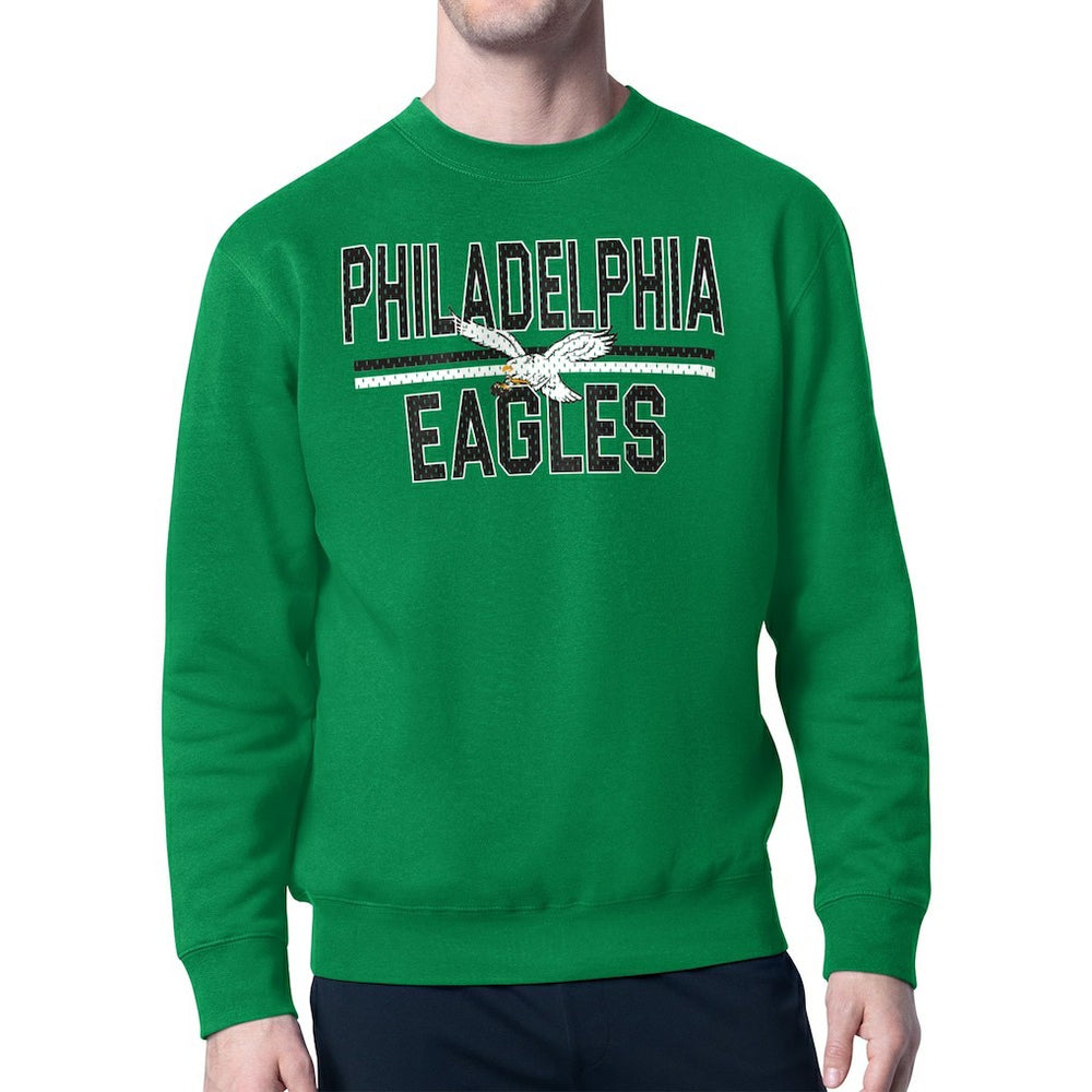 Philadelphia Eagles Starter Mesh Look Retro Logo Pullover Sweatshirt - Kelly Green cheap