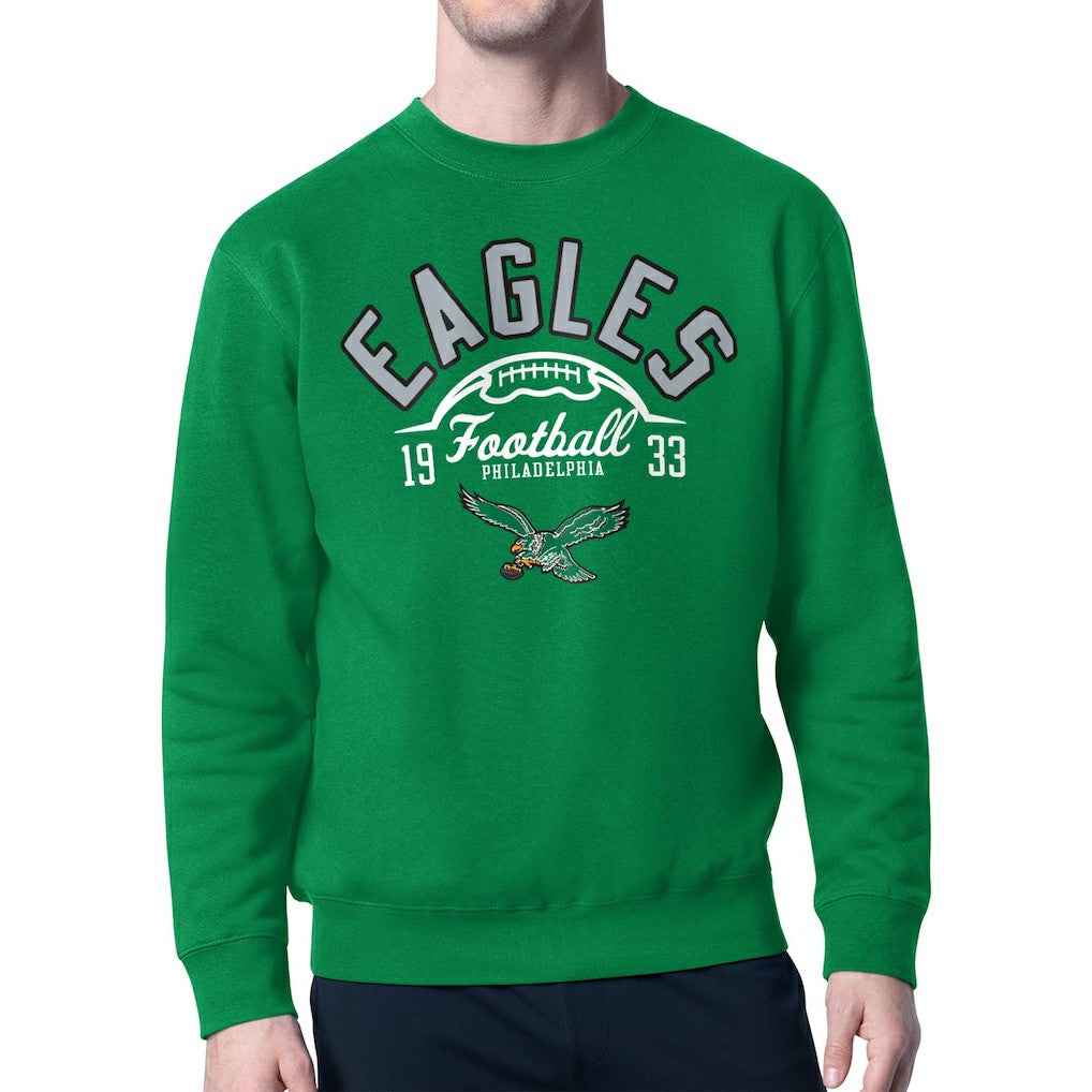 Philadelphia Eagles Starter Team Retro Logo Fleece Tri-Blend Pullover Sweatshirt - Kelly Green sale