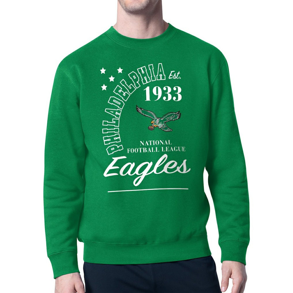 Philadelphia Eagles Starter Team Retro Logo Fleece Tri-Blend Pullover Sweatshirt - Kelly Green discount